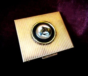 VINTAGE 1930'S ART DECO ESSEX CRYSTAL HORSE COMPACT - USA - Picture 1 of 7