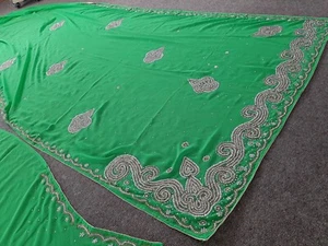 Sari Saree Wickel Stoff Bollywood Tanz Indien Hochzeit Party Abend silber - Neu - Bild 1 von 10
