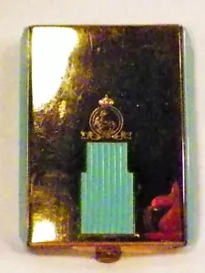 Coty Powder & Rouge Compact Aqua Plastic & Goldtone Metal 1950s in Box - Picture 1 of 7