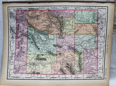PLACA DE PÁGINA DE MAPA RAND MCNALLY ATLAS DE WYOMING Y DAKOTA DEL SUR 1895 DE COLECCIÓN Foto 1 de 2