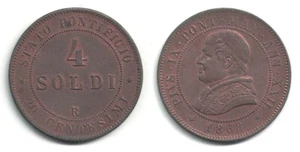 1868 Italy Papal States 4 Soldi coin in Almost Uncirculated Condition - Picture 1 of 1