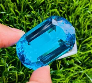 90 Ct Fancy Cut Brazilian Blue Topaz Loose Gemstone - Picture 1 of 6