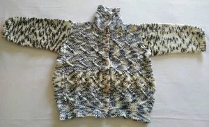 Cozy Handmade Toddler 4T Knit Crochet Sweater White gray cream ONE OF A KIND - Picture 1 of 4