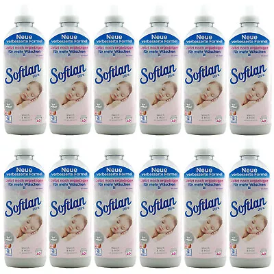 Softlan Ultra Fabric Softener Soft & Mild 12 X 1 Litre 40WL With Almond Milk • 56.14£