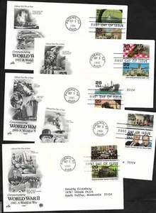 #2981a-j 32c  WWII-1945: Victory at Last - Set of 10 on 5 ArtCraft/PCS FDCs - Picture 1 of 5