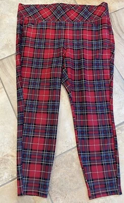 Torrid Plus 女式 2R 红色格子格子格子小精灵尖腿瘦身面板 #S — 第 1/4 张图片