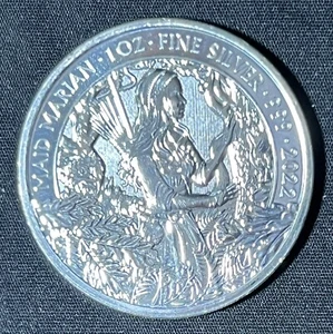 2022 Great Britain 1 oz .999 Silver £2 Coin Myths and Legends Maid Marian Round - Picture 1 of 5