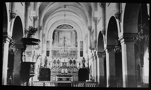 ANTIGUA Linterna Mágica Diapositiva LA IGLESIA DE NAZARET INTERIOR C1900 FOTO ISRAELÍ - Imagen 1 de 2