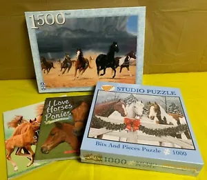 Horse puzzles sealed - 2  (500/1000) & 2 horse & pony books - Picture 1 of 11