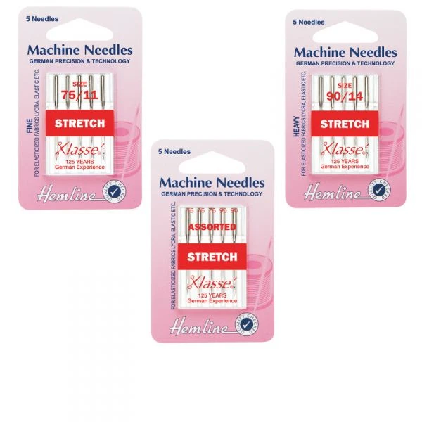 Hemline Stretch Sewing Machine Needles Klasse Elastic or Lycra Fabrics