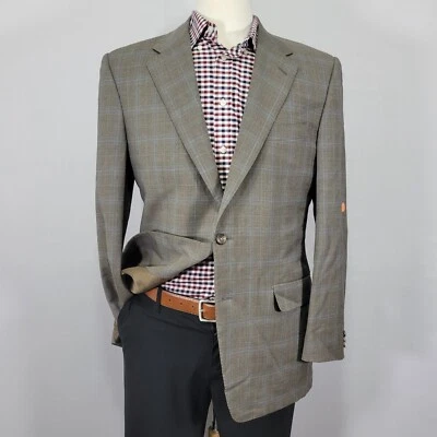 Corneliani Saks Fifth Men's Sport Coat Blazer Two Button Brown Plaid Wool 42R - Image 1 of 4