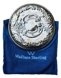 Vintage Wallace Sterling Silver Compact Mirror In Original Pouch & Box - Picture 1 of 6