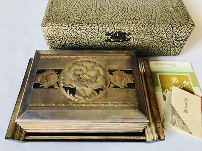 Y4810 CAJA Plata Accesorio Estuche Flor Firmado Japón Antiguo Vintage Almacenamiento Foto 1 de 4