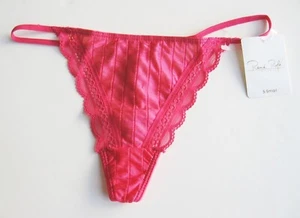 A0030 Rene Rofe NEW Women's Lace Sides Stretch Striped Sheer Mesh Overlay Thongs - Picture 1 of 10