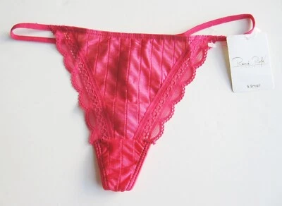 Tanga feminina A0030 Rene Rofe NOVA renda laterais listrada malha transparente sobreposição - Imagem 1 de 3