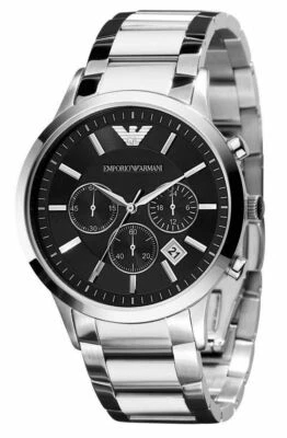 Reloj cronógrafo para hombre Emporio Armani clásico plateado S/acero esfera negra AR2434 Foto 1 de 4