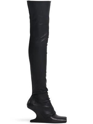 Botas Rick Owens Hollywood $2025 Cuero Voladizo Negro 80mm Nuevas y Auténticas Foto 1 de 4