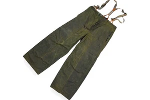 Men's Barbour Trousers Lined Wax Pants Green A124 Vintage England Size S - Picture 1 of 13