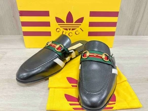 Sandalias de mula de cuero Gucci x Adidas Horsebit US9.5 para hombre negras blancas usadas Japón - Imagen 1 de 8