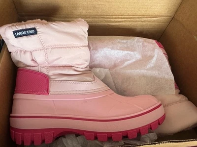 Lands End Pink Snow Flurry Insulated Waterproof Winter Boots 5 Youth - Image 1 of 3