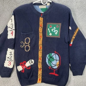 Belle Pointe Gr. Medium Vintage Strickjacke Schule Lehrer Klassenzimmer Pullover AOP 90s - Bild 1 von 21