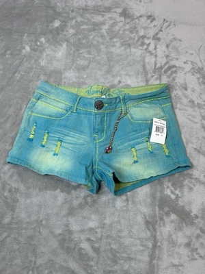 Vintage Y2K Vanilla Star Micro Shorts Womens 11 Blue Green Ombre Low Rise NEW - Image 1 of 4