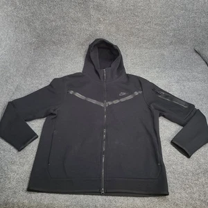 Nike Jacket Mens Extra Large Black Zip Tech Fleece Hoodie Sweatshirt XL - Picture 1 of 13
