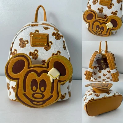 RARO! ¡NUEVO CON ETIQUETAS! ¡Mini mochila Loungefly Disney Parks Mickey Mouse Waffle! Foto 1 de 4