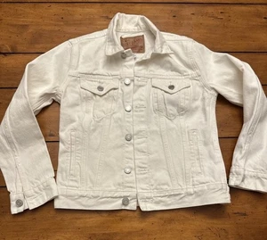 Women’s Lucky Brand The Tomboy Trucker White Jean Jacket Sz XS/TP - Picture 1 of 16