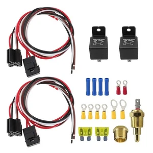 Dual Electric Fan Relay Kit 40 Automotive Relay Thermostat Kit for5270 - Picture 1 of 6