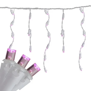 Brite Star 70ct Pink LED Wide Angle Icicle Christmas Lights - 6ft White Wire - Picture 1 of 4