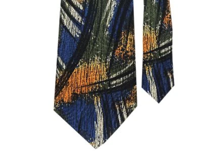 Corbata para hombre Cezani 100 % seda abstracta azul/verde/naranja multi 3 5/8" x 58" Foto 1 de 2