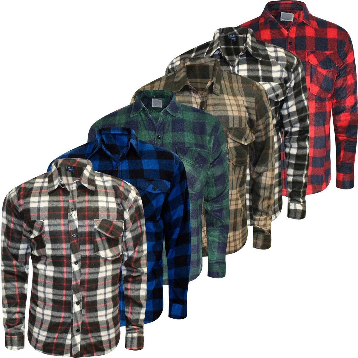 Men's 100% Cotton Fleece Flannel Shirt - Solid Color Button Down, Long Sleeve, Thick & Warm - View #7