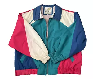 Chaqueta London Club Vintage Años 80 Color Brillante Bloque Bolsillos Cremallera Completa Talla XL - Imagen 1 de 11