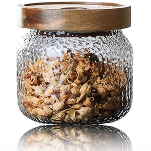 300ml10 Oz Glass Jar With Bamboo Airtight Lid Glass Coffee Nuts Canister Glass - Picture 1 of 8