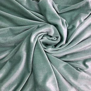 Light Sage Green Soft Stretch Velvet Dress Fabric - Rich Plain Knitted Velour - Picture 1 of 6