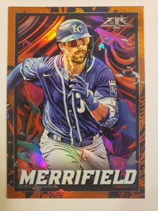 2022 Topps Whit Merrifield Fire Orange Foil Card #12/299 #21 Kansas City Royals 