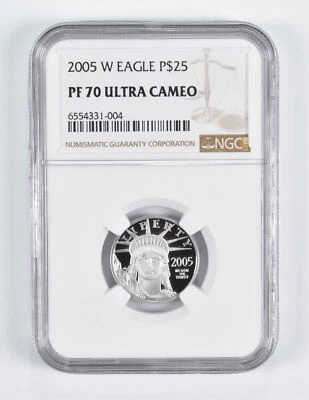 PF70 UCAM 2005-W $25 American Platinum Eagle 1/4 Oz Platinum NGC *1708 - Image 1 of 3