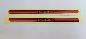 BMX Bicicletta Redline Linea Rossa Manovella Volo Decalcomania Rosso su Nero Con Righe - Foto 1 di 1