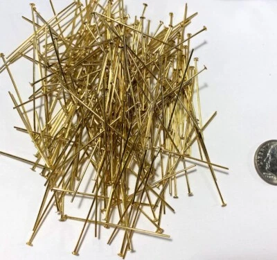 Pasador de cabeza, latón chapado en oro 0,28" diámetro calibre 21 1,5 pulgadas de largo 1 lb (3.616) * Foto 1 de 4