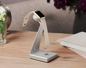 Solid Base Aluminum Desk Stand Dock Station Charger for Apple iWatch 1-9 Silver - Photo 1 sur 2
