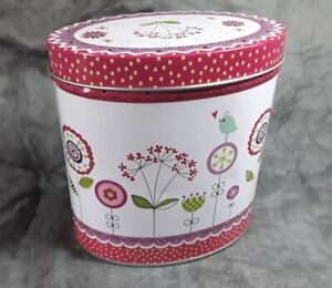 Flowers, Bees & Bird - Colourful Container Tin Box - Empty