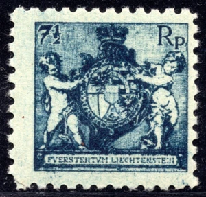 LIECHTENSTEIN 1921 7 1/2R THE RARE PERF 9.5 SC. #58A CERTIFIED BRUNO RUPA MNH - Picture 1 of 3
