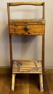 Caja de Costura de Madera Soporte Hecho a Mano Vintage Primitivo Portátil Rústico Usado Foto 1 de 4