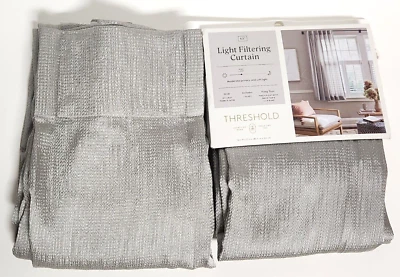 1双34 x 63阈值滤光卵石缎窗帘面板灰色 — 第 1/4 张图片