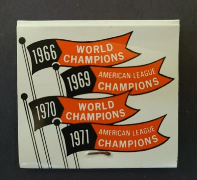 Baltimore Orioles Matchbook 1972 1966 1969 1970 1971 Campeones de la Serie Mundial de la Liga Americana Foto 1 de 2