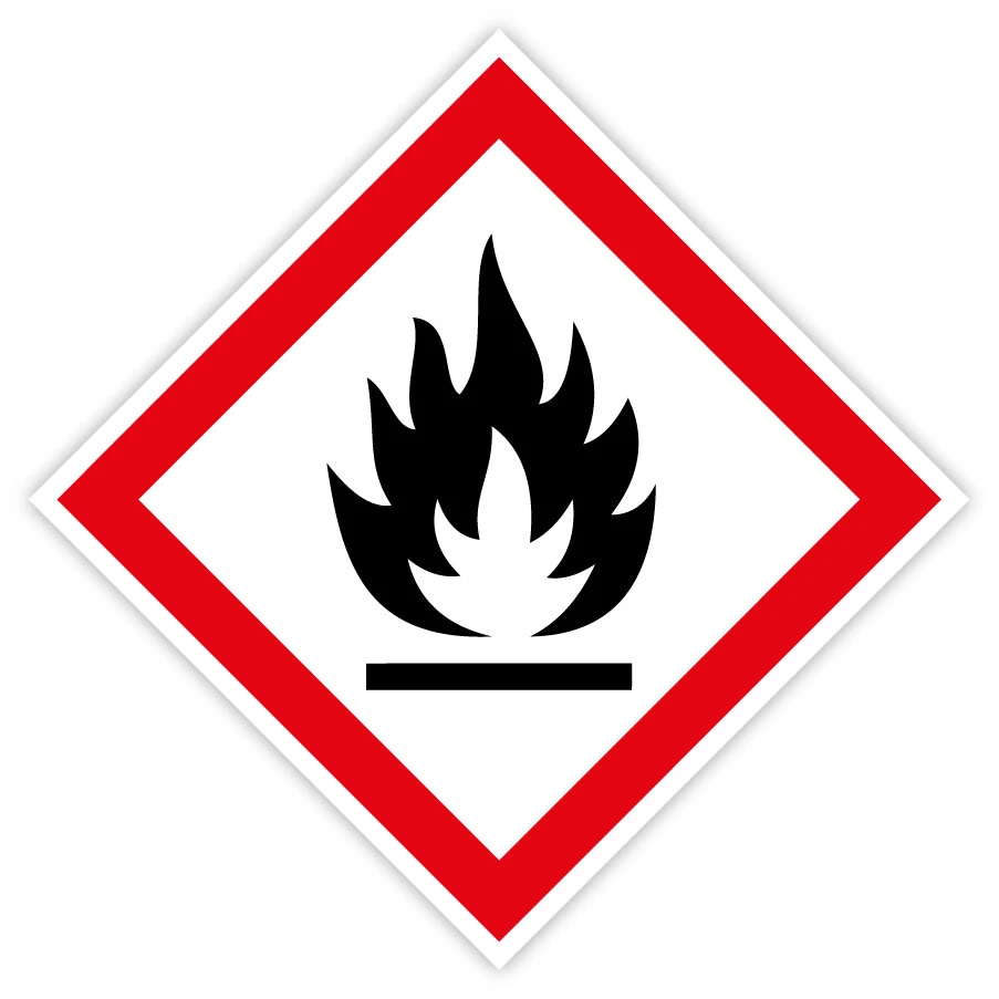 MBS-SIGNS Aufkleber GHS 02 „Entzündbare Stoffe“ GHS-Gefahrensymbol quadratisch | 5-20cm