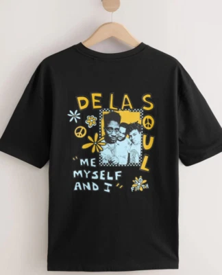 Rare NEW 'Retro Vintage Style' NEXT x De La Soul Me Myself and I Black T Shirt L - Imagem 1 de 4