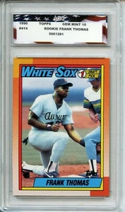 1990 Topps #414 tarjeta de novato Frank Thomas AGC 10 gemas como nueva Medias Blancas de Chicago - Imagen 1 de 2
