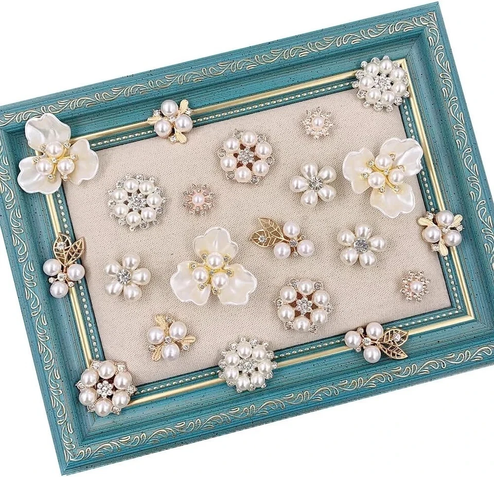 Pearl Embellishments - 21pcs Rhinestone Buttons, 21pcs, Gold,Pearl,Silver - Image 1 of 4